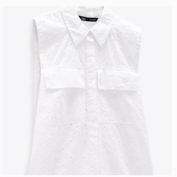NWT Zara Eyelet Cutwork Embroidery Romper in White, Size M - Picture 4 of 14